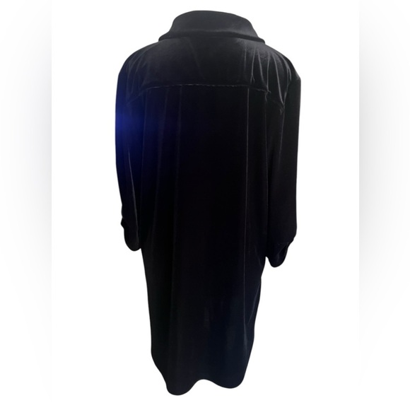 Calvin Klein Blouse Size Large Black Velvet Button Up Whimsigoth Witchy Holiday - Picture 7 of 12